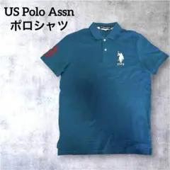 US Polo Assn ポロシャツ 半袖 グリーン 無地 M ヴィンテージ