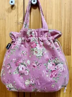 ふっくらトートバッグ　巾着バッグ　クラシックローズ