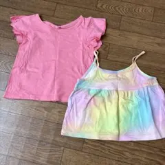 H&M ピンクTシャツとグラデーションキャミソールセット