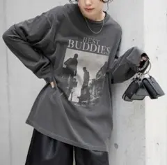 WEGO ピグメントロンT グレー フリー ロングTシャツ 長袖