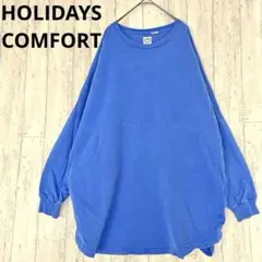 ホリデーズコンフォート ビッグシルエットロンT ブルー ポケット 【F】