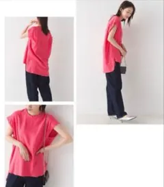 【OMNES】 麻 レーヨン フレンチスリーブ プルオーバー