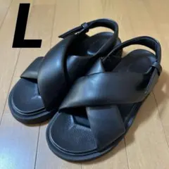 ユニクロシー クロスストラップサンダル 厚底 黒 ブラック L