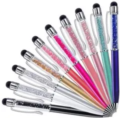 10本 キラキラ タッチペン & ボールペン 10本セット スタイラスペン