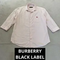 BURBERRY BLACK LABEL 切替シャツ ピンク　ホースロゴ