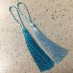 組紐 飾り 髪飾り　タッセル 水色系　2本セット　1セット 限定！