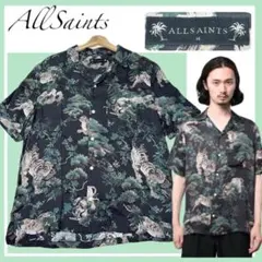 ✨美品✨オールセインツ 圧倒的存在感虎と花柄の半袖リラックスオープンカラーシャツのサムネイル