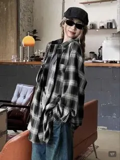 オーバーサイズ チェック柄 フランネルシャツ