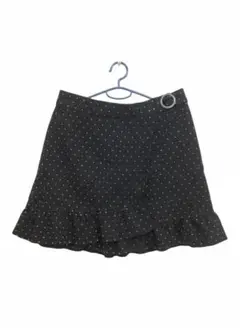 マジェスティックレゴンドット柄フリル付き黒ミニスカート
