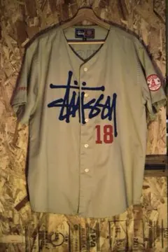 90s OLD STUSSY 18周年記念 ベースボールシャツ Y2K