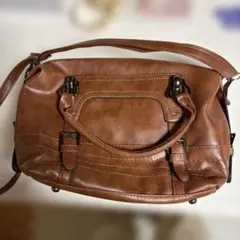 レディース　ブラウンショルダーバッグ 合成皮革