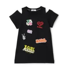 新品未使用 120cm エックスガールステージズ ロゴ肩あきTワンピース