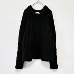ZARA【S】ケーブル編みセーター 厚手ニット ブラック 黒 冬 シンプル