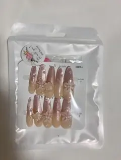 ピンク系フラワー装飾ネイルチップ