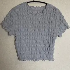 【GU】レディース　立体テクスチャー 半袖　トップス グレー ✨美品✨ S