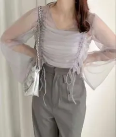 タグ付き新品♡apres jour clair♡チュールドロストトップス♡グレーのサムネイル