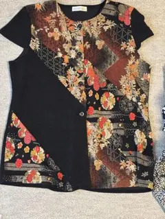 花柄ベスト ボタン付き