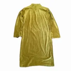 イエローベルベット長袖ワンピース