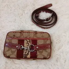 美品】COACH コーチ ヒップバッグ ウエストポーチ シグネチャー 