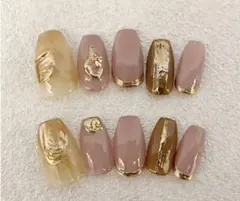 【オーダーメイド】ネイルチップ　ニュアンス　ピンクゴールド