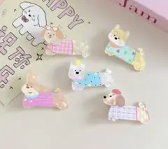 5-も.犬デザイン ヘアピン 5個セット ヘアクリップ