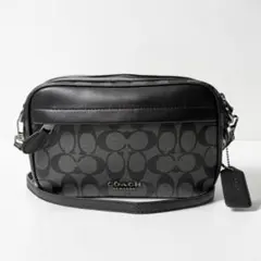美品】COACH ワイアット カメラバッグ シグネチャー レザー 型押し 黒