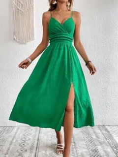 SHEIN マキシ丈ワンピース グリーン