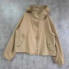 【GU　美品】ベージュ フード付きジャケット　ショート　マウンテン　ブルゾン　S