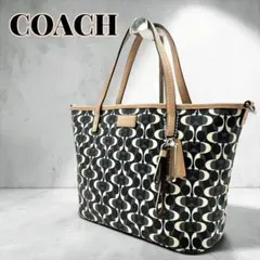 COACH コーチ ショルダーバッグ ブラック PVC レザー A4収納可能