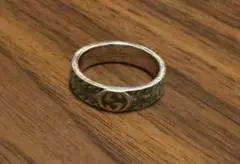 GUCCI シルバー/グリーン ロゴリング