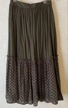 Demi-Luxe BEAMS / アイレット刺繍 スカート36 オリーブ