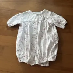 ウサギプリント コットンロンパース50〜60cm