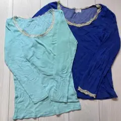 UNIQLO ノーリーズ レース付き長袖 Tシャツ カットソー 2枚セット
