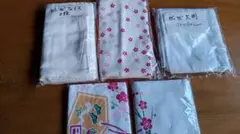 ダブルガーゼタオル手ぬぐい5枚　と 大判ダブルガーゼ1枚の6 枚セット