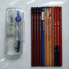 ※ほぼ新品未使用※ 鉛筆 赤青鉛筆 赤鉛筆 12本セット コンパス