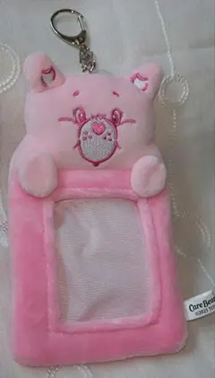 【お値下げ中！】ケアベア　ふわふわカードケースキーホルダー　ピンク