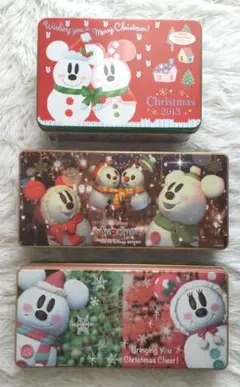美品　ディズニーリゾート　ミッキー ミニー 　クリスマス仕様　空き缶 3セット