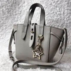 現行品 FURLA NET MINI 2way ハンドバッグ グレー レザー