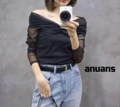 【新品タグ付き】anuans　アニュアンス　シアーギャザーオフショルブラウス