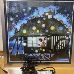 水晶絵 アートパネル フルムーン 月 海 夜景 絵画 絵 壁掛け 額縁