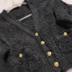 グレースコンチネンタル金ボタン フラフィーショートニットカーディガン美品✨️
