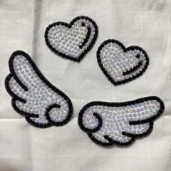 うちわデコパーツ 4点セット 白　羽