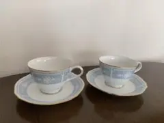 ノリタケ レースウッドゴールド カップ＆ソーサーペア　ブルー