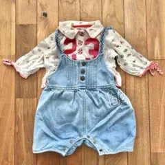 UNE FILLE SYMPA 小花柄シャツロンパース 90 女の子