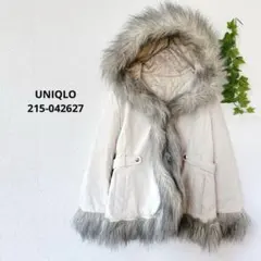 ユニクロ　中綿ジャケット　ボア　フード　オープンフロント　M相当