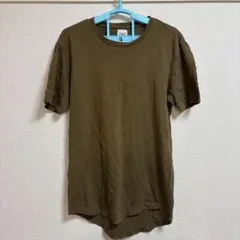 レディースTシャツ ZARA Mサイズ オリーブ色 ロング丈 半袖 無地のサムネイル