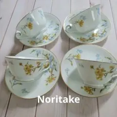 ノリタケ スタジオコレクション カップ＆ソーサー 金彩 四客　黄色花