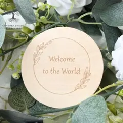 ニューボーンフォト　木製　プレート　Welcome to the world　丸
