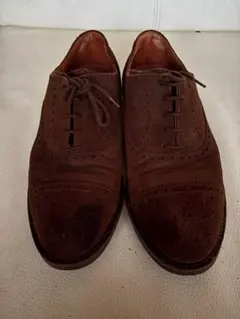 ブラウン スエード ウイングチップ ドレスシューズ