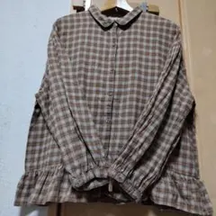 サマンサモスモス SM2 チェック フリル 前開き ブラウス